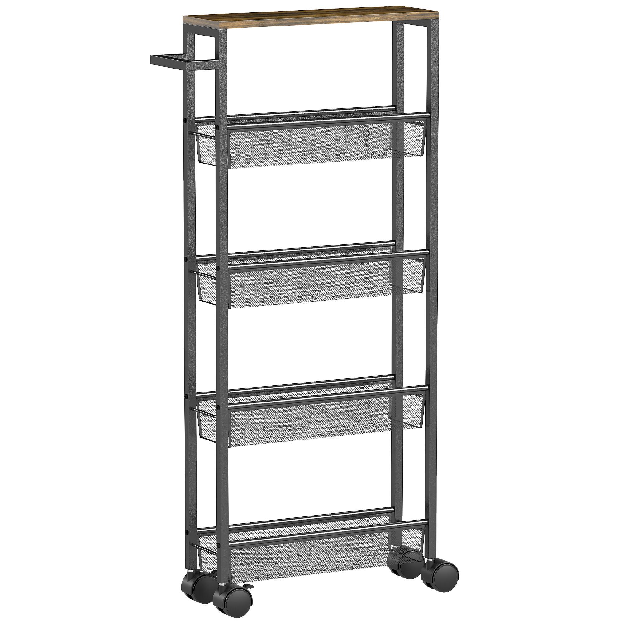 KÜCHENWAGEN Metall Spanplatte Schwarz - Schwarz, Holzwerkstoff/Metall (13/96.5/47cm) - HOMCOM