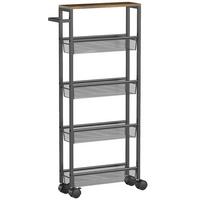 KÜCHENWAGEN Metall Spanplatte Schwarz - Schwarz, Holzwerkstoff/Metall (13/96.5/47cm) - HOMCOM