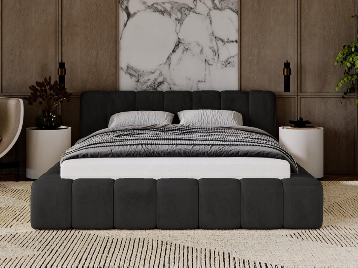 POLSTERBETT Ibiza 180x200 Schwarz - Schwarz/Naturfarben, Holz/Textil (180/200cm) - Graingold