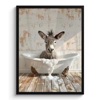 POSTER MIT RAHMEN Esel - Tiere - Badewanne - Schaumstoff Posterleiste 60x80 cm - Weiß, Papier (60/80cm) - MuchoWow