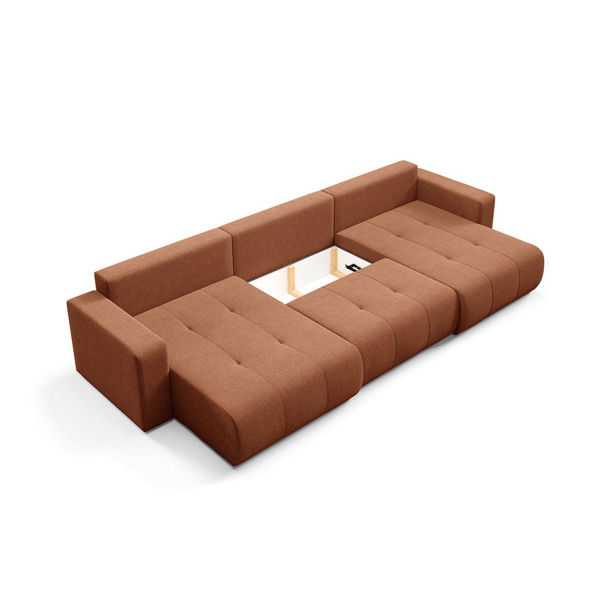 PANORAMASOFA Giulia 5 Sitzplätze Terrakotta - Terracotta, Holz (344/82/149cm) - Petits-meubles