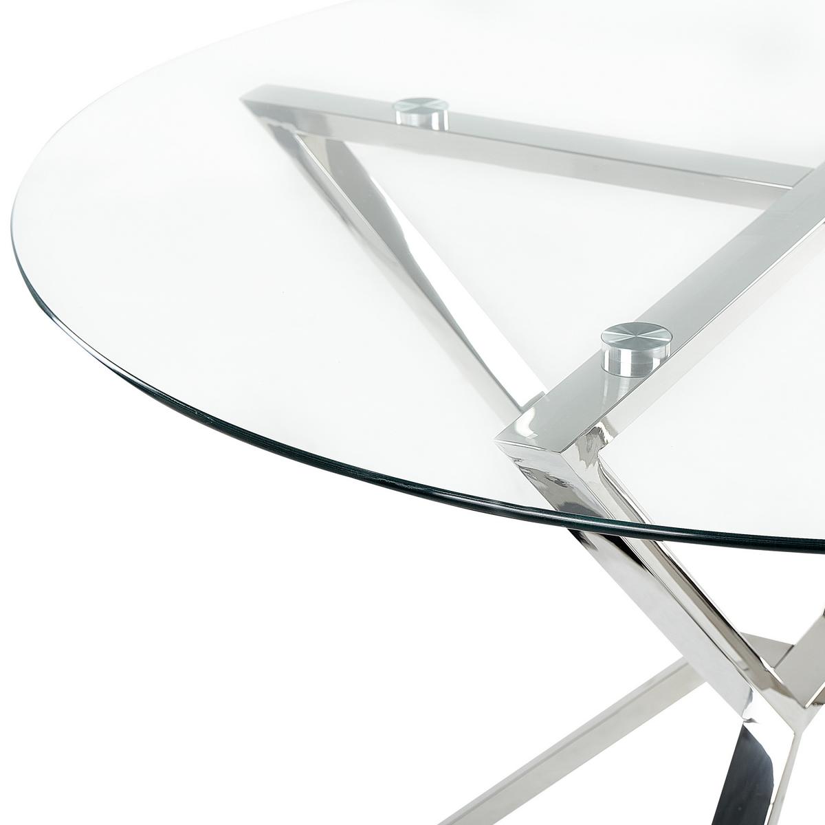 ESSTISCH 105/75 cm Transparent, silberfarben Rund Bosco - Transparent, Glas (105/105/75cm) - Beliani