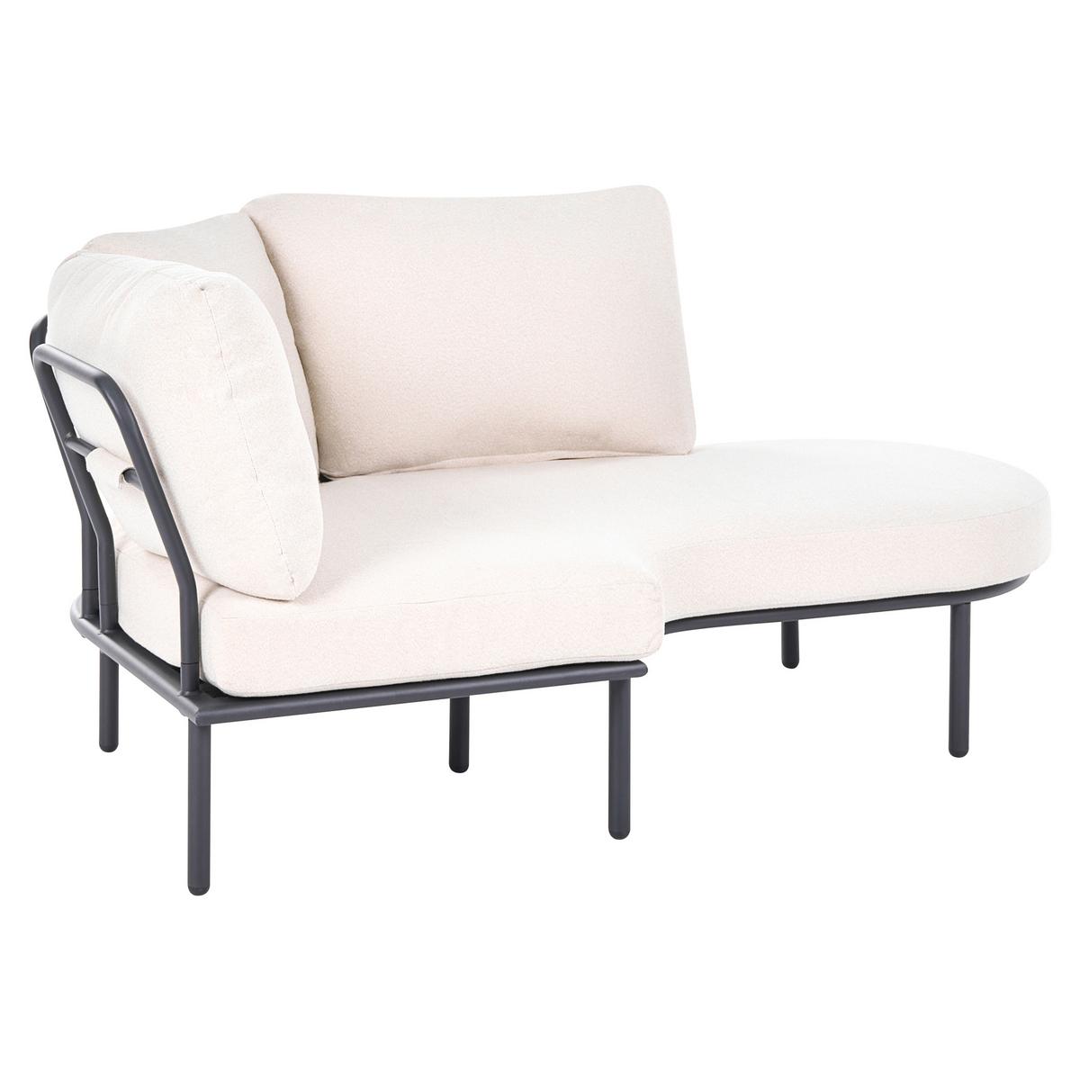 GARTENSOFA mit Tisch 4-Sitzer Metall Schwarz Pollina - Beige/Schwarz, Metall (238/77/162cm) - Beliani
