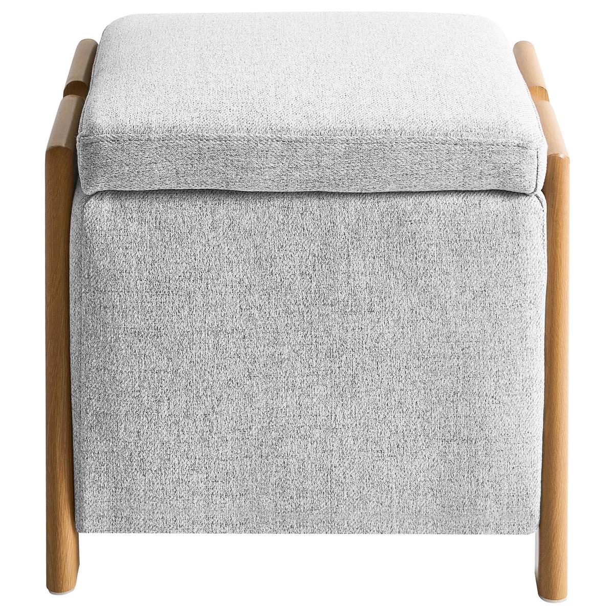 POUF mit Stauraum Stoff 45 cm Hellgrau Edland - Hellgrau, Textil (45/44/43cm) - Beliani