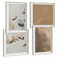 BILDER SET 4er Set - 50x50 cm & 40x60 cm Weißer Rahmen - Strandsteine natürliche Strukturen - Weiß, Kunststoff (50/50cm) - TULUP