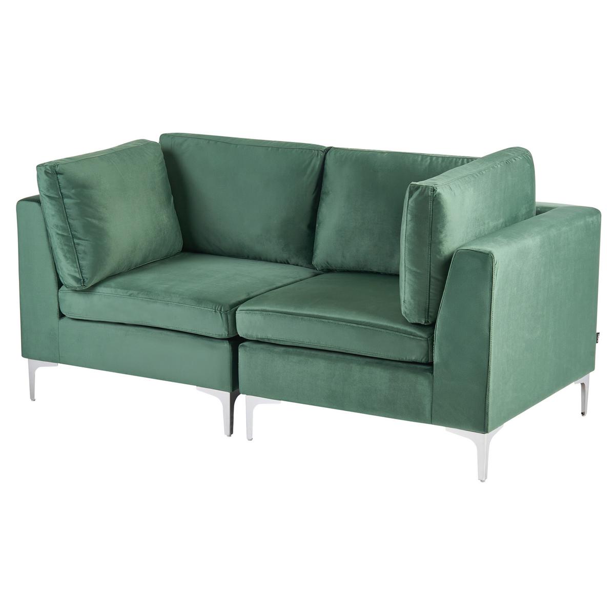 MODULSOFA 2-Sitzer Grün Samtstoff Evja - Grün, Textil (170/84/85cm) - Beliani