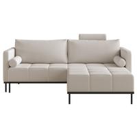 SCHLAFSOFA Skilia mit Schlaffunktion, 3-Sitzer 224 cm - Ecru/Schwarz, Textil/Metall (224/85/102cm) - Selsey
