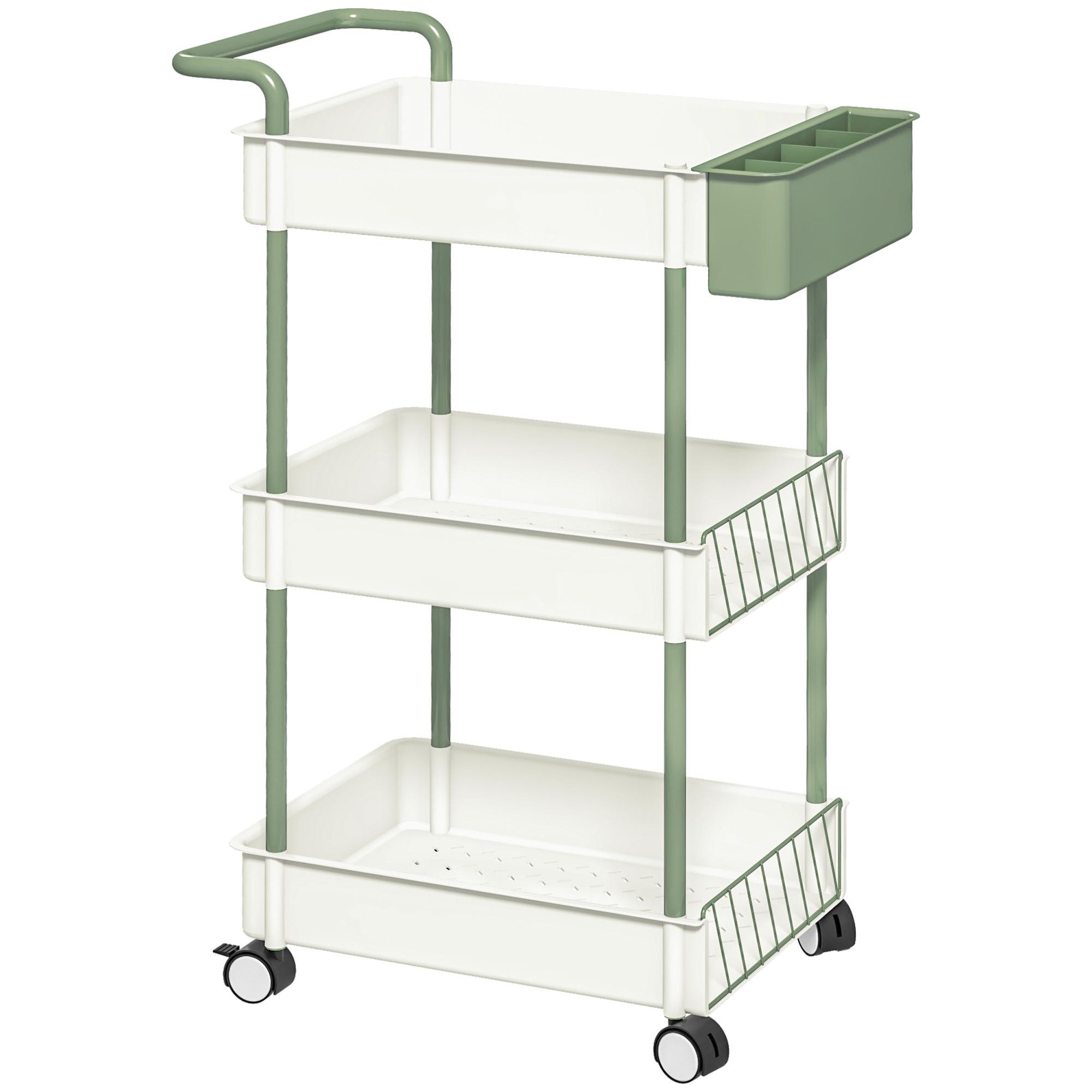 ROLLWAGEN, Servierwagen, Stahl, Weiß - Weiß, Kunststoff (29.4/77/50cm) - HOMCOM