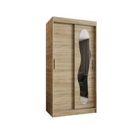 SCHIEBETÜRENSCHRANK mit Spiegel ULTRA 200/100/62 2-türig - Silberfarben/Sonoma Eiche, Holz (100/200/62cm) - MÖBEL KRYSPOL
