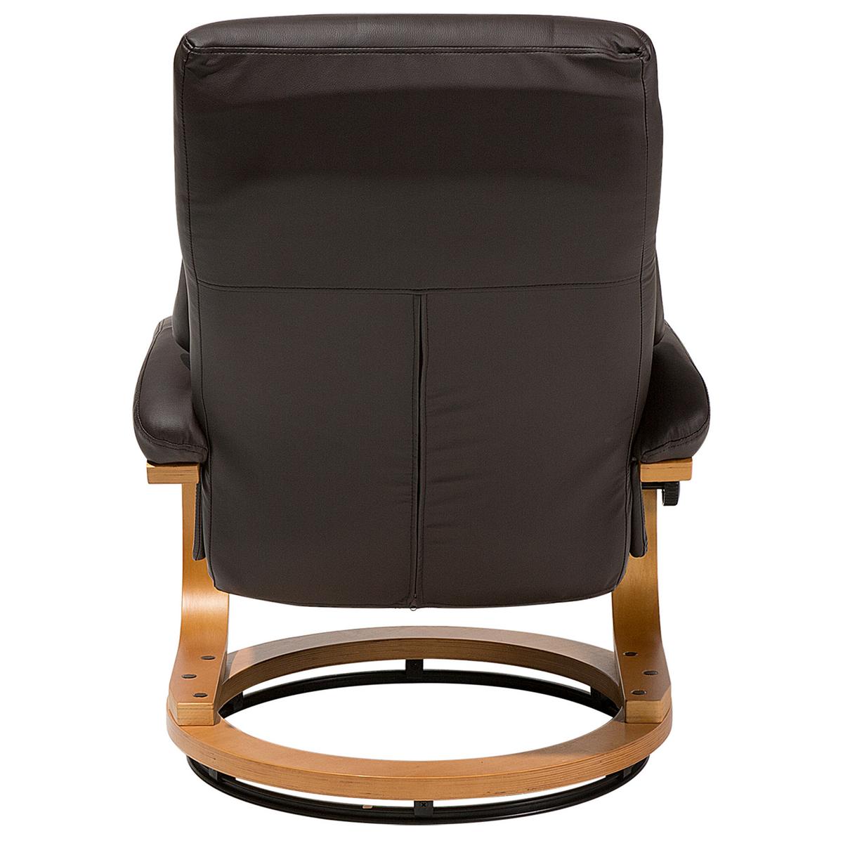 MASSAGESESSEL mit Fußhocker Kunstleder Braun Force - Braun, Holz/Textil (55/100/80cm) - Beliani