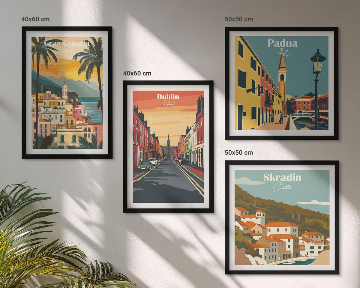 BILDER SET 4er Set - 50x50 cm & 40x60 cm Schwarzer Rahmen - Stadt- und Naturlandschaften - Schwarz, Kunststoff (50/50cm) - TULUP