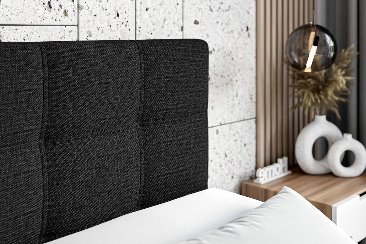 BOXBETT mit Matratze H3 und Lattenrost - MARCE - 90x200 - Links Schwarz - Schwarz, Holzwerkstoff (90/200cm) - ALTDECOR