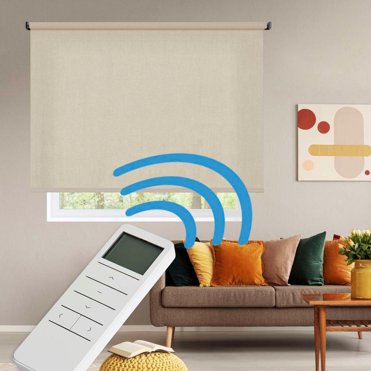 ROLLO motorisiert, Beige, 100 x 250 cm - Beige, Kunststoff (100/250cm) - STORESDECO