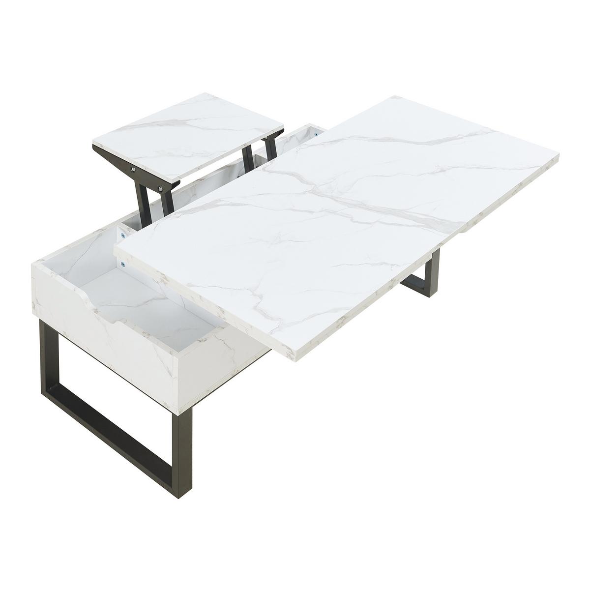 COUCHTISCH Rauli 100/50/47 cm - Weiß, Holzwerkstoff/Metall (50/100/47cm) - [en.casa]