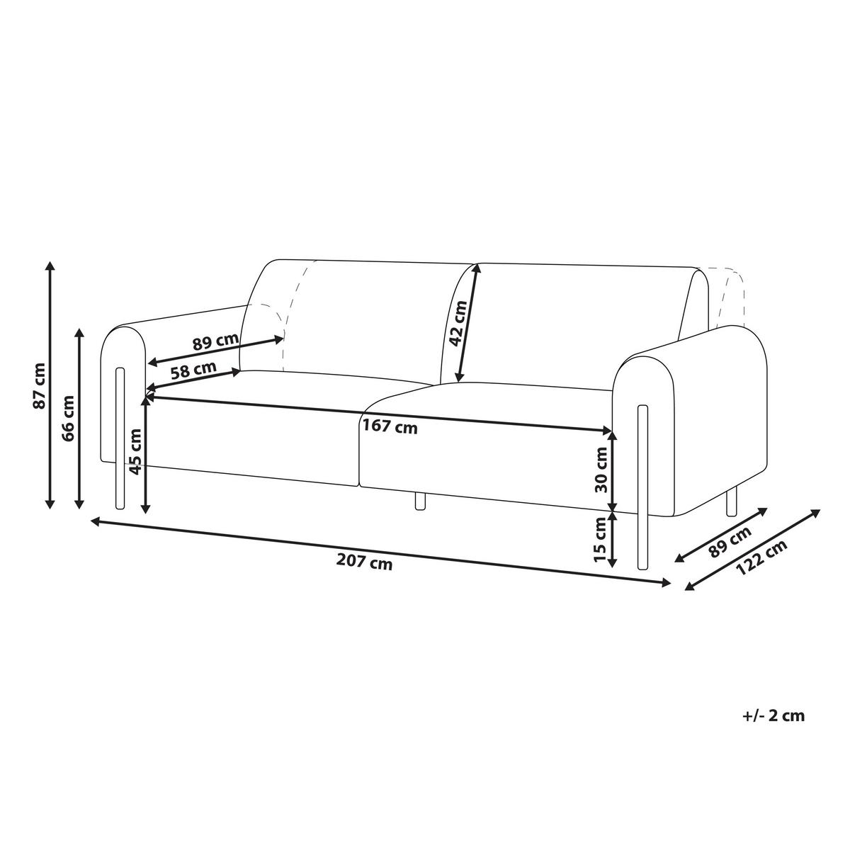 3-SITZER-SOFA Lederoptik hellgrau Askim - Schwarz/Grau, Textil (207/87/89cm) - Beliani