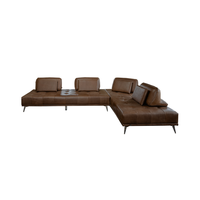 MODULSOFA WIOLO Dunkelbraun Leder - Dunkelbraun/Silberfarben, Leder/Metall (350/83/240cm) - KAWOLA