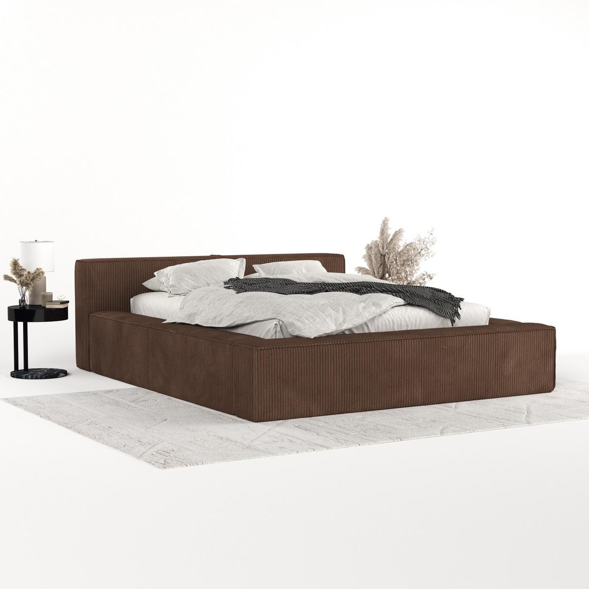 POLSTERBETT Casto mit Stauraum 180/200 cm Braun im Poso Stoff - Schwarz/Naturfarben, Holz/Holzwerkstoff (180/200cm) - AltaBeds
