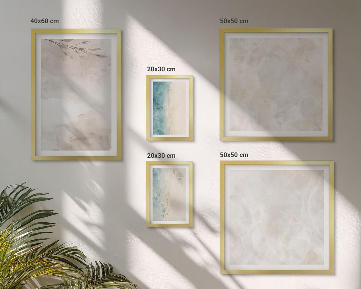 BILDER SET 5er Set - 50x50 cm & 20x30 cm & 40x60 cm Goldrahmen - Aquarellmalerei-Textur - Goldfarben, Kunststoff (40/60cm) - TULUP