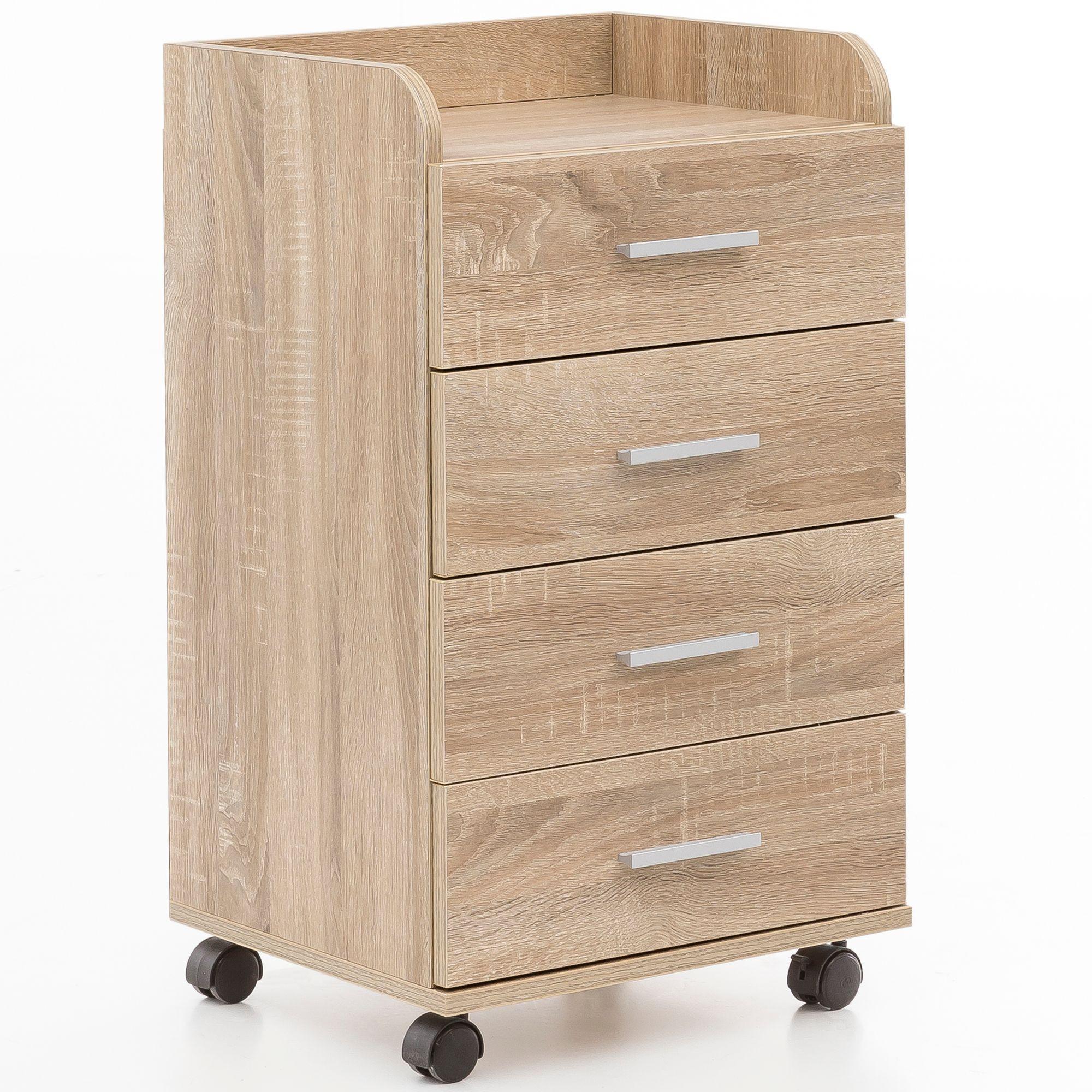 ROLLCONTAINER 4 Schubladen Modern Mit Rollen, Sonoma 40x33x71 cm - Schwarz/Braun, Kunststoff (40/71/33cm) - KADIMA DESIGN
