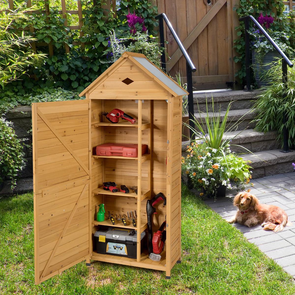 GERÄTESCHUPPEN natürliche Holzoptik - Apfelbaumfarben, Holz (80/177/45cm) - COSTWAY