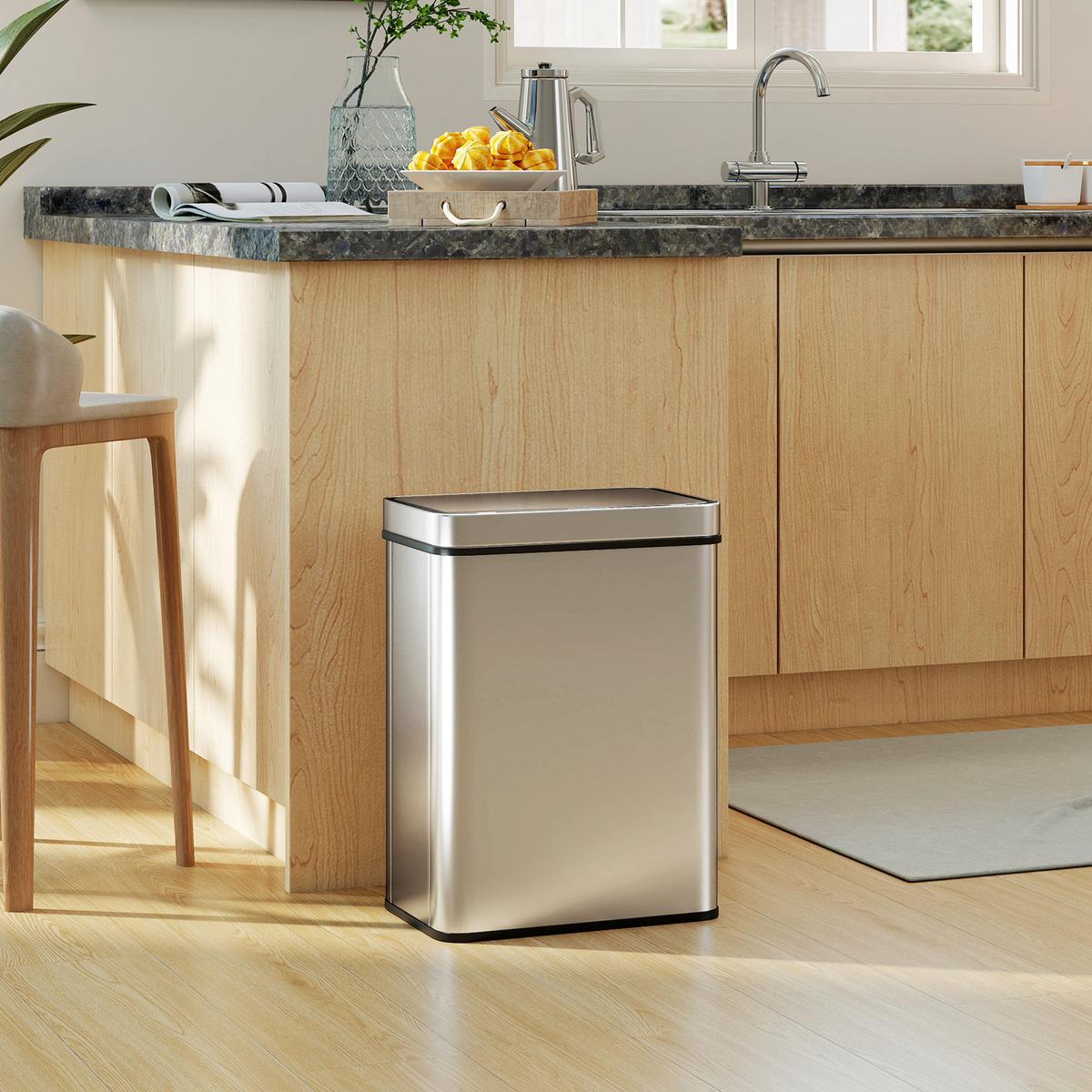 SENSOR-MÜLLEIMER Edelstahl Silber - Silberfarben, Metall (27/54/39cm) - HOMCOM