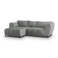 ECKSOFA VESTANO L-S Grau Velours-Stoff mit Schlaffunktion - Grau, Holz (287/182cm) - MASSENO