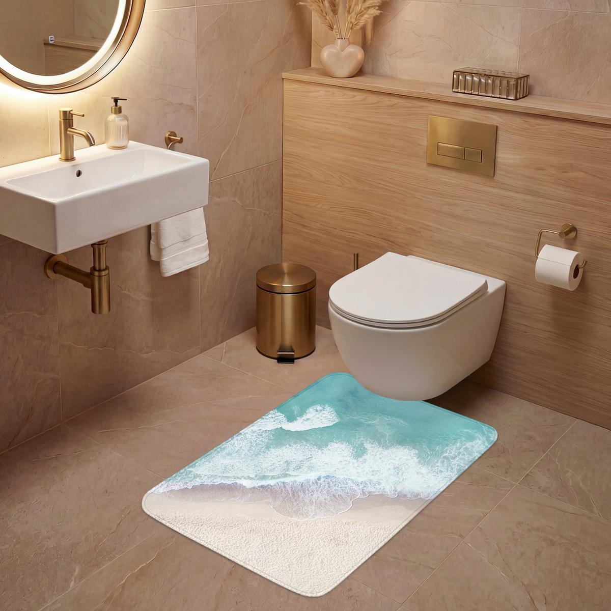 WC-VORLEGER Strand - Meer - Natur - Sommer Toilettenvorleger 60x90 cm - Türkis, Textil (60/1cm) - OnlyWow