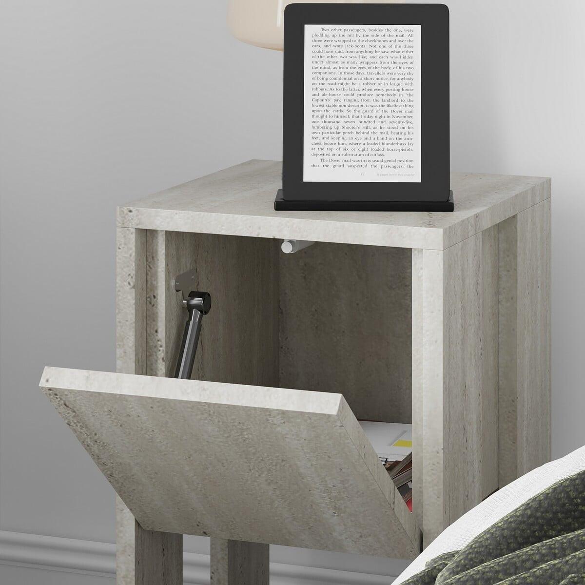 NACHTTISCH 1 Tür aufklappbar Ema 30/30/55 cm - Beige, Holzwerkstoff (30/55/37.5cm) - Calicosy