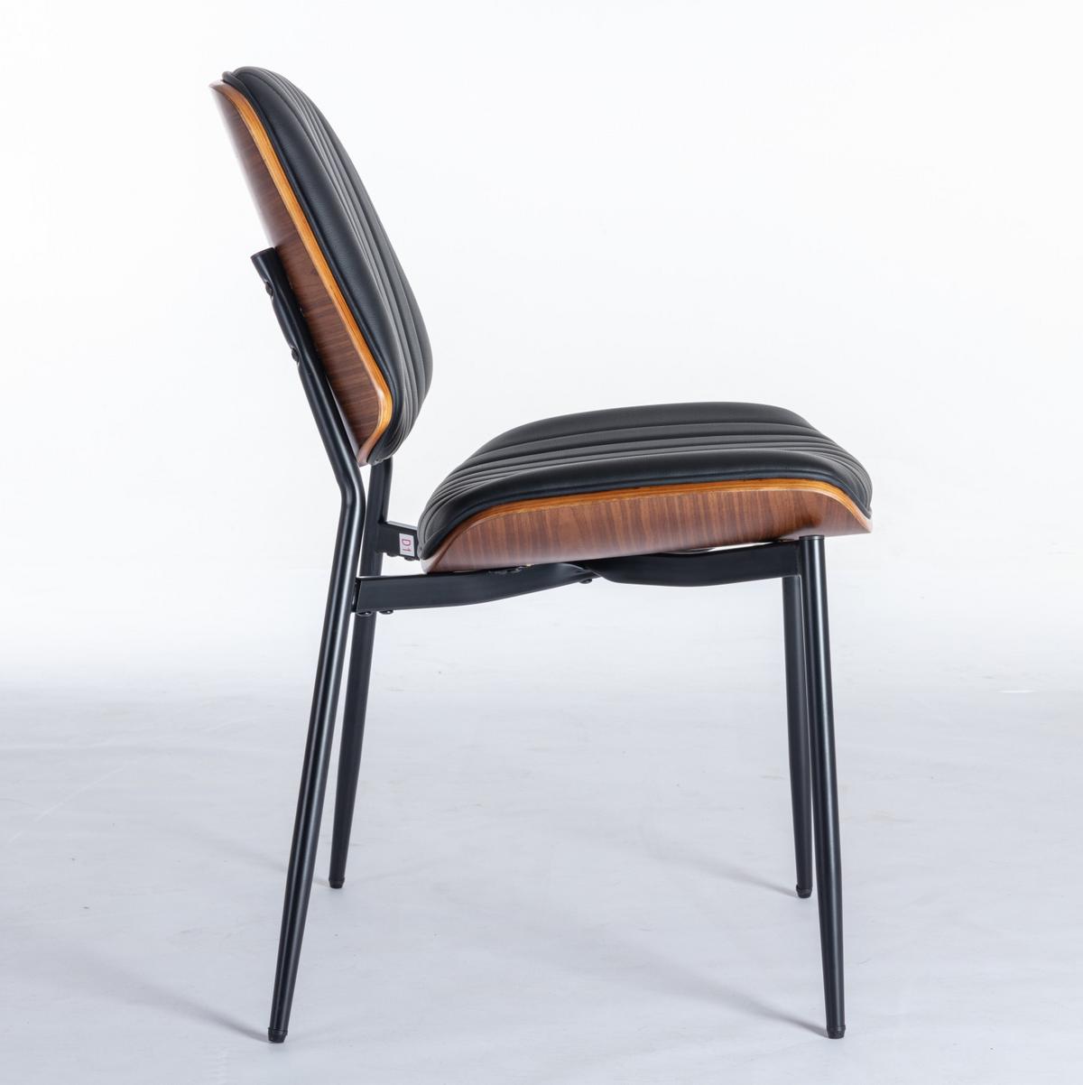 ESSZIMMERSTÜHLE 2er-Set Mid-Century Modern - Schwarz, Leder (57/83/48cm) - Urban Meuble