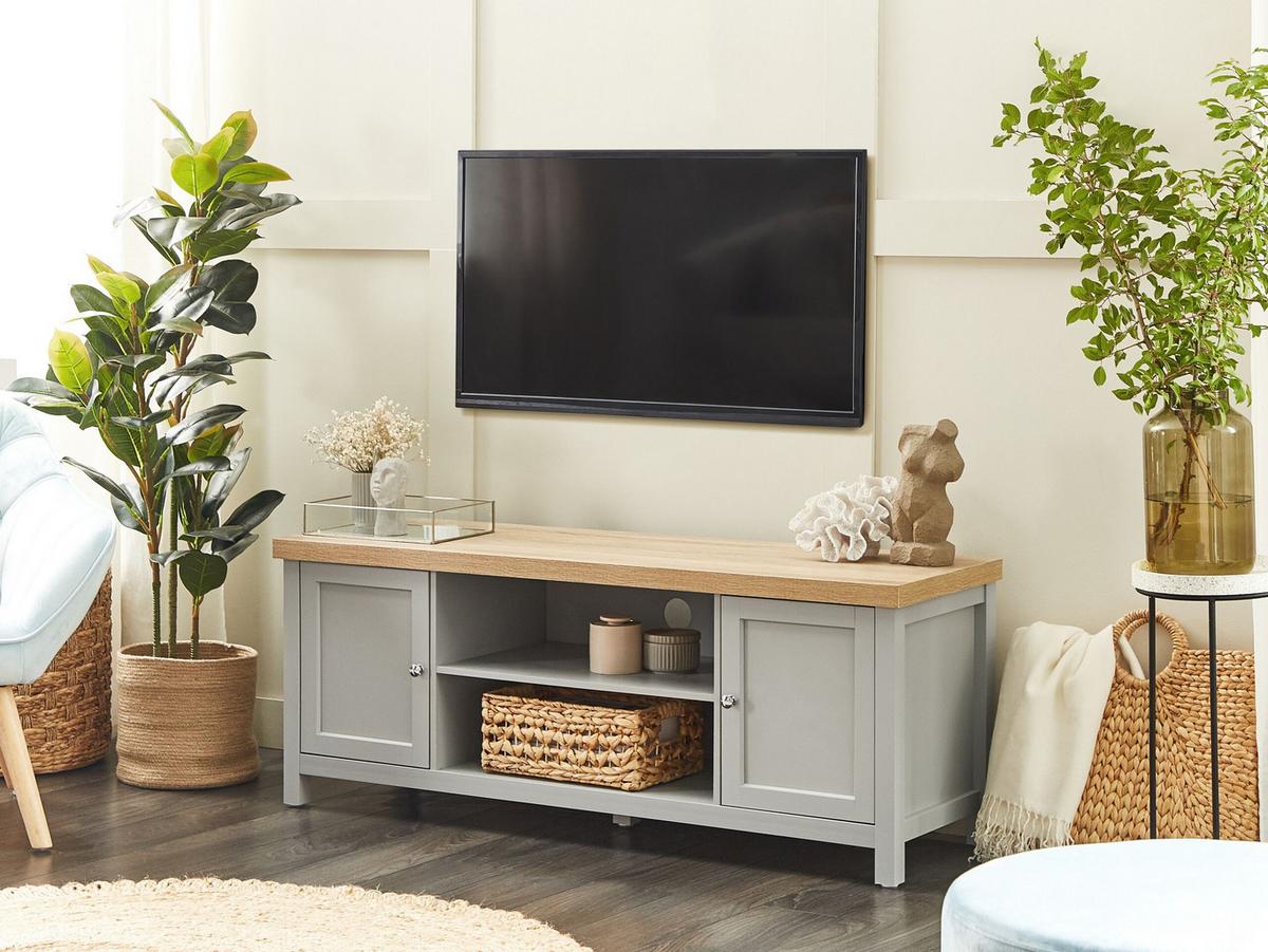 TV-MÖBEL Grau HAMP 39/130/51 cm - Grau, Holzwerkstoff (130/51/39cm) - Beliani