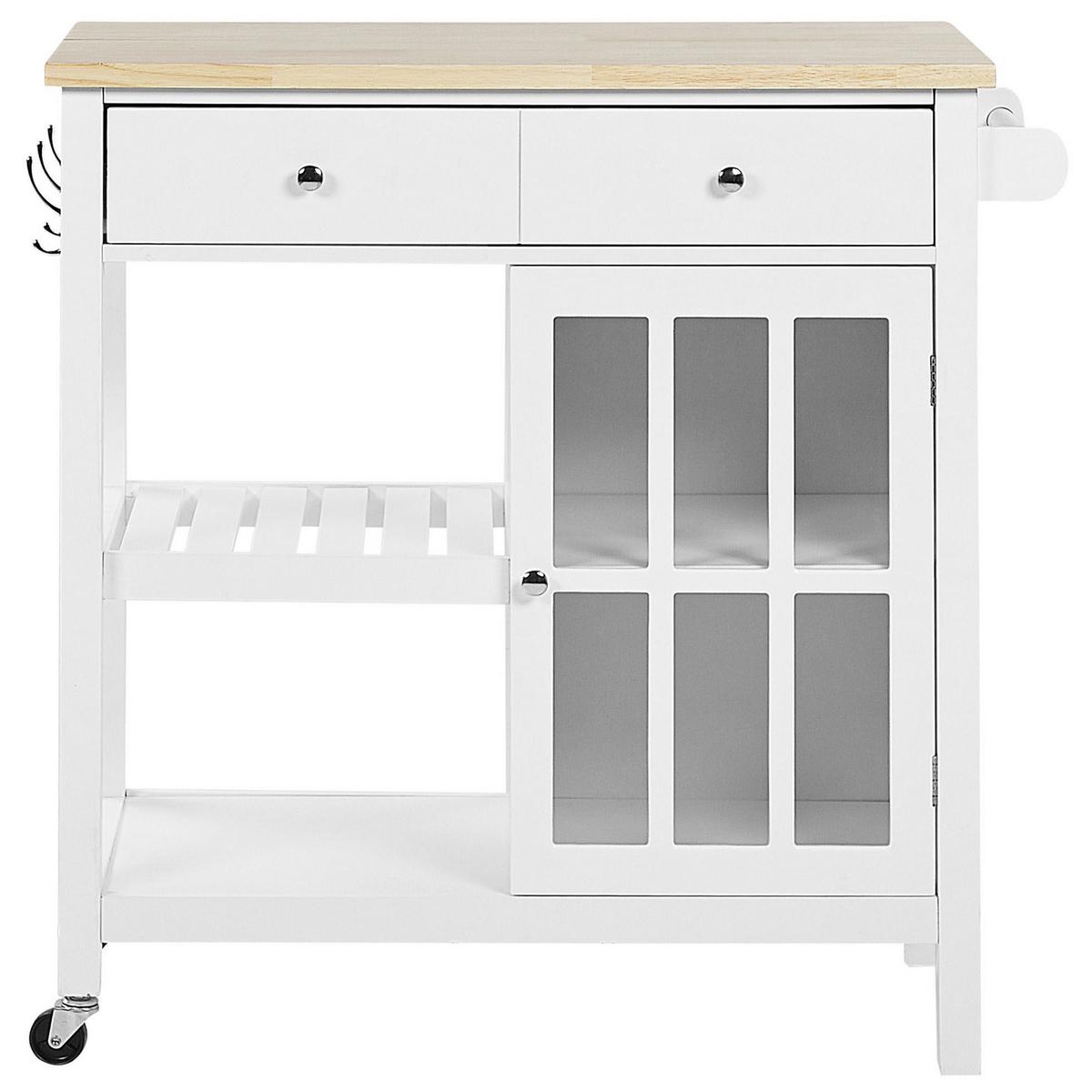 SERVIERWAGEN Weiß Genoa - Weiß/Braun, Holzwerkstoff (80/88/43cm) - Beliani
