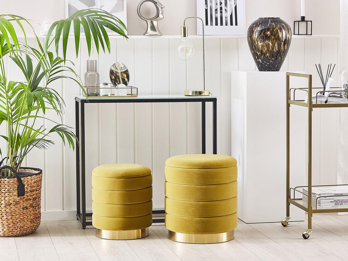 POUF Garland 40-33/40-33/44-38 cm - Gelb, Textil (40/38/40cm) - Beliani