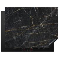 HERDABDECKPLATTE Marmor - Schwarz - Gold - Grau - Marmorstruktur Induktionsmatte 77x59 cm - Goldfarben, Kunststoff (77/59/0.2cm) - MuchoWow