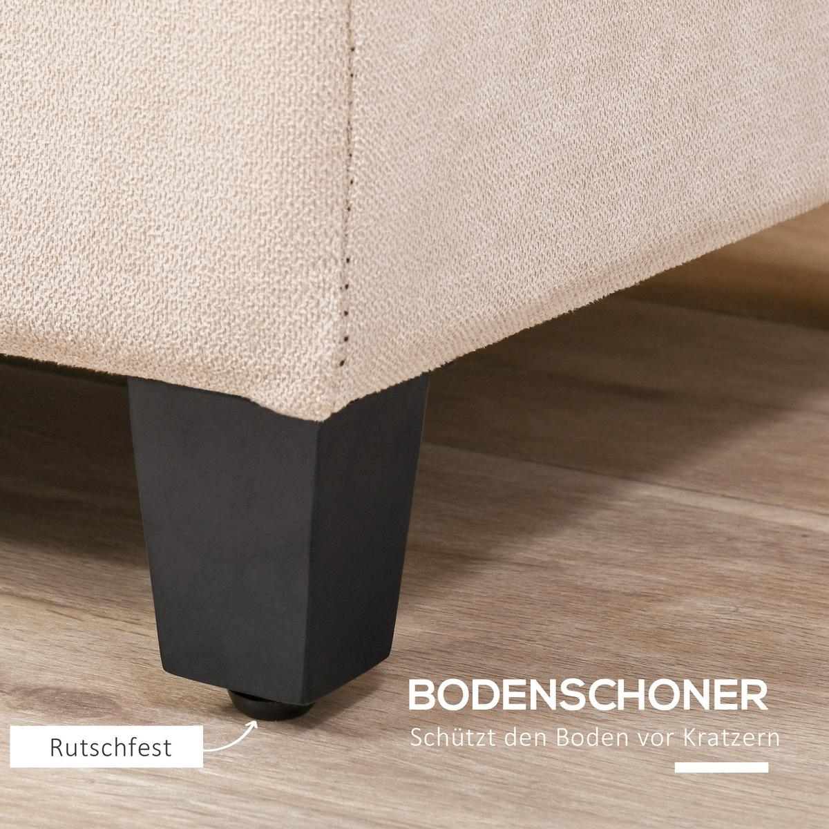 TRUHENBANK mit Stauraum Leinenoptik, Beige - Beige, Kunststoff (49/41.5/125cm) - HOMCOM