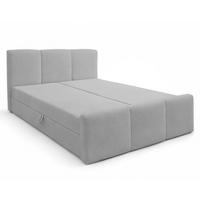 BOXBETT ANKARRA 180x200 cm mit Bettkasten und Matratze - Hellgrau + TOPPER - Hellgrau/Schwarz, Holz/Holzwerkstoff (180/200cm) - AX Living
