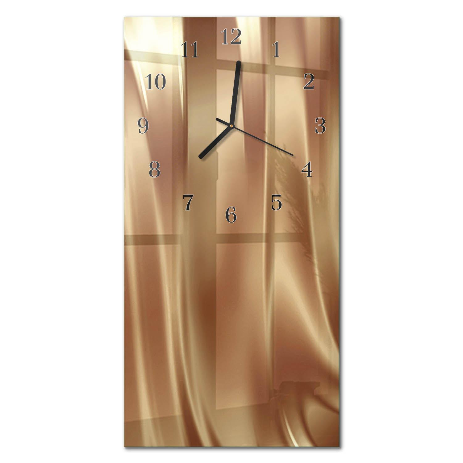 WANDUHR aus Glas 30x60 cm - Samt - Goldfarben, Glas (30/60/0.4cm) - TULUP