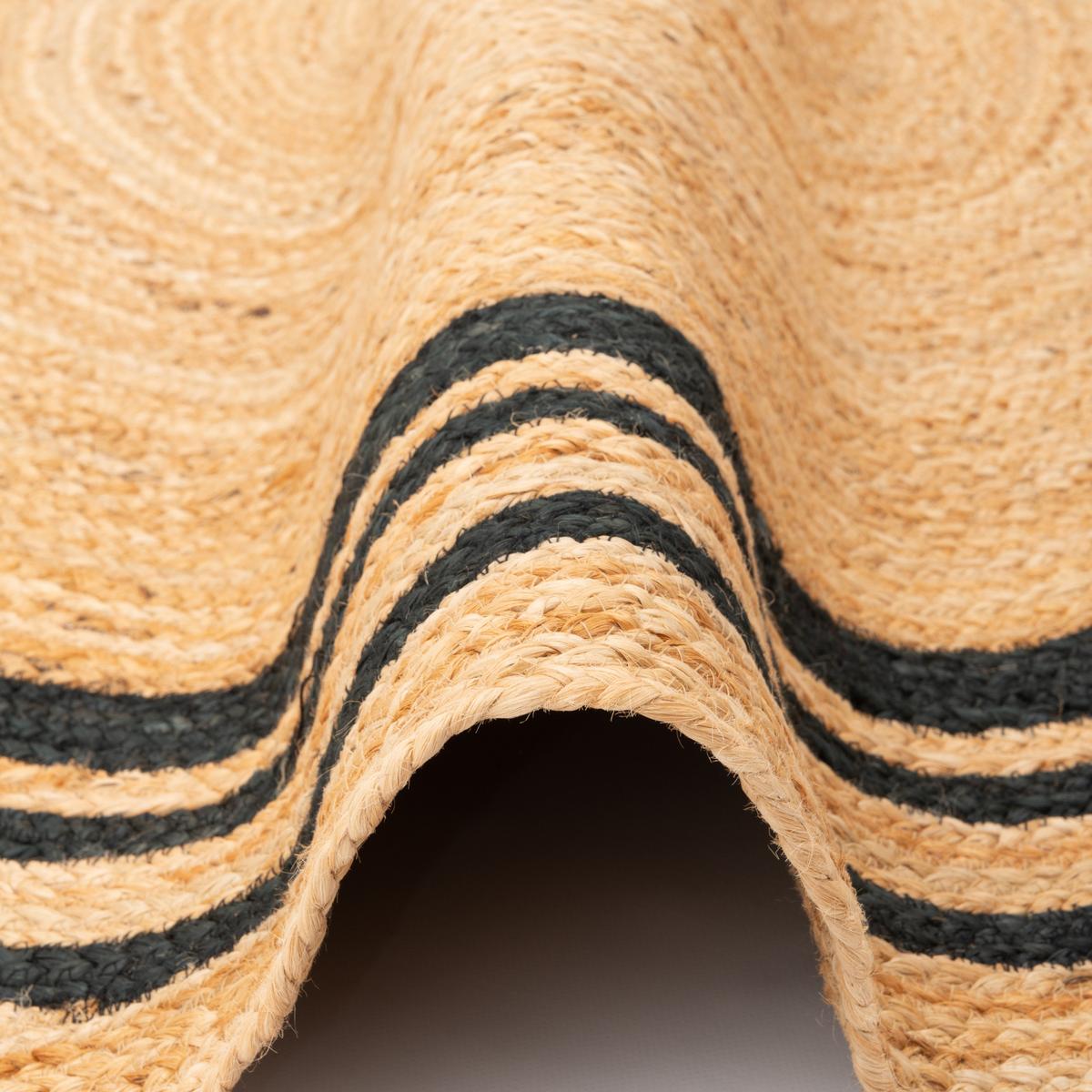 NATURFASER TEPPICH JUTE SALSA STREIFEN RUND - Anthrazit, Textil (200/200cm) - Pergamon