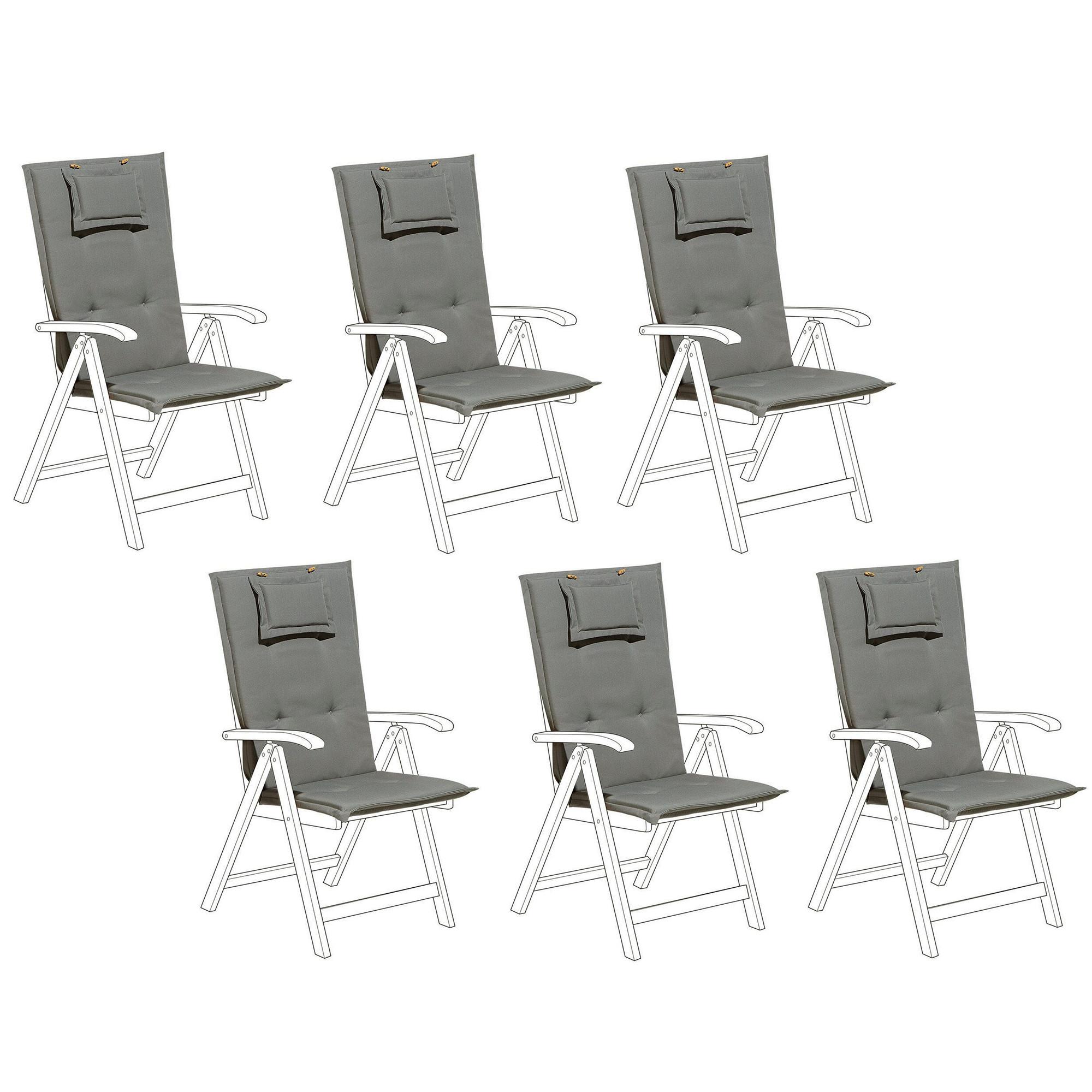 SITZAUFLAGEN 6er-Set Grau 50/45 cm Java/Amantea - Grau, Textil (71/71/50cm) - Beliani