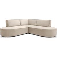 ECKSOFA Nora L-Form 3-Sitzer Universell, Samt, Beige 223/73/223 cm - Ecru/Beige, Kunststoff/Textil (223/223cm) - WFL GROUP