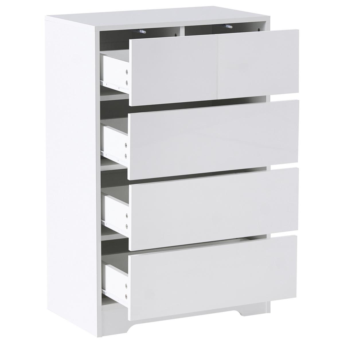 KOMMODE mit 5 Schubladen Weiß Alberta - Weiß, Holzwerkstoff (60/94/38cm) - Beliani