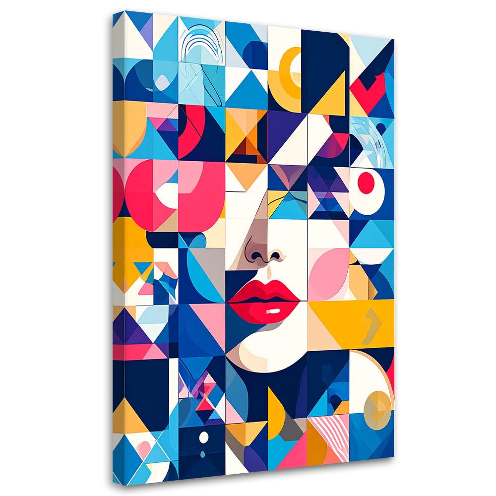 LEINWANDBILD Abstraktion Frau Bauhaus 60x90cm - Multicolor, Textil (60/90cm) - Feeby