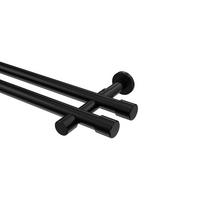 GARDINENSTANGE Prestige Santo 100 cm, 2-läufig (ohne Ringe), 20 mm Ø Schwarz - Schwarz, Metall (100cm) - INTERDECO