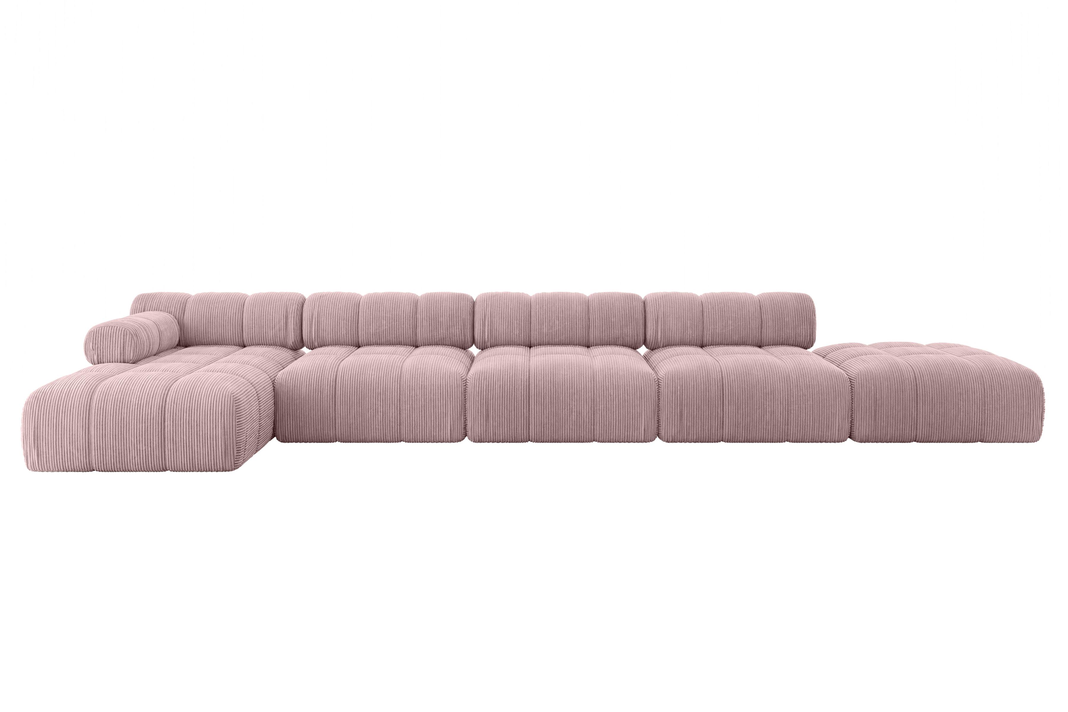 ECKSOFA modulares Sofa Lizur-L3 - 475x160x70 cm Rosa Cord - Rosa, Holzwerkstoff/Textil (475/160cm) - ALTDECOR