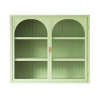 WANDSCHRANK Metall & Glas 2 Türen mit 3 Ebenen & Webmuster Grün 70cm - Grün, Metall (70/60/23cm) - Urban Meuble