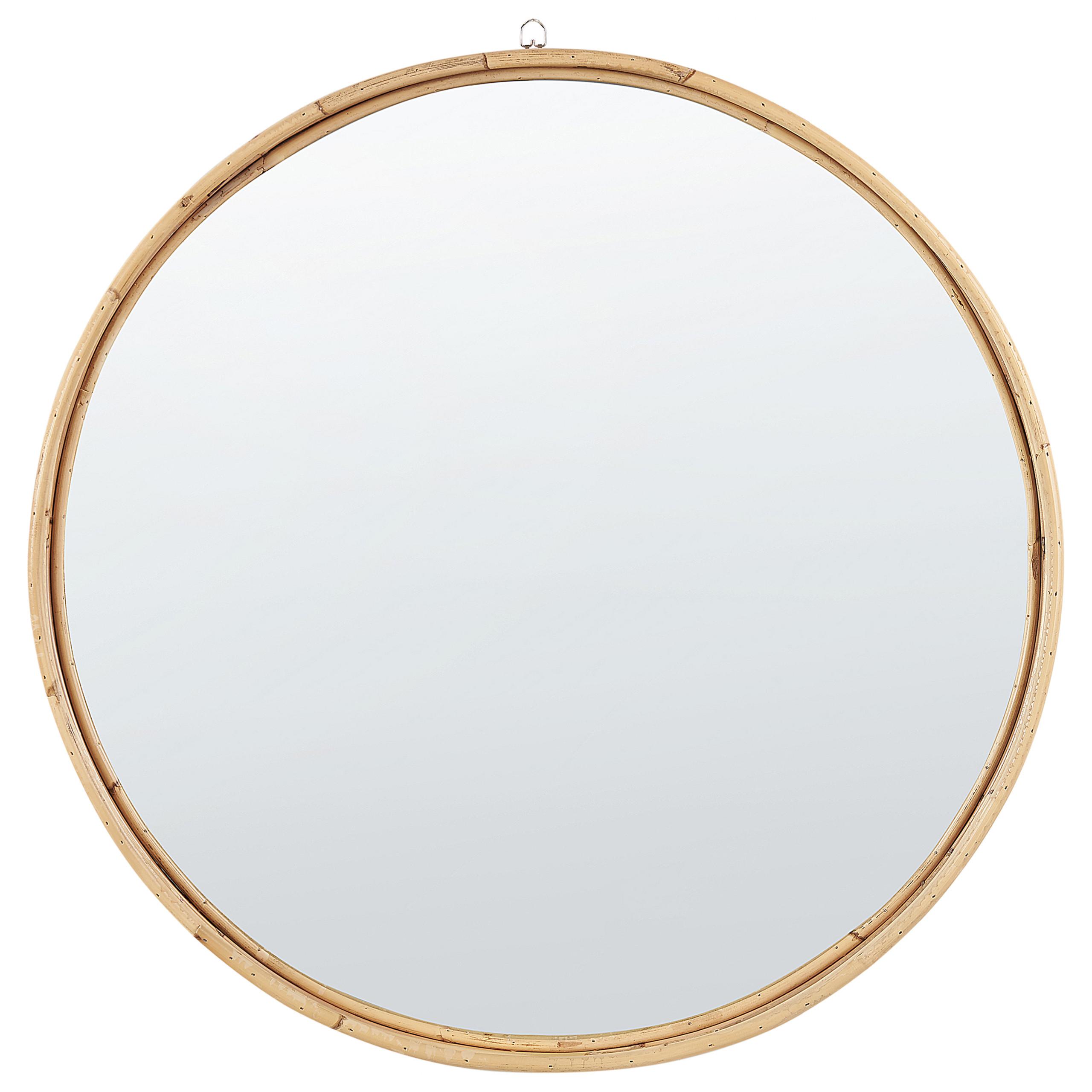 WANDSPIEGEL Rattan natürlich 60 cm Barung - Beige/Naturfarben, Naturmaterialien (60/60/4cm) - Beliani