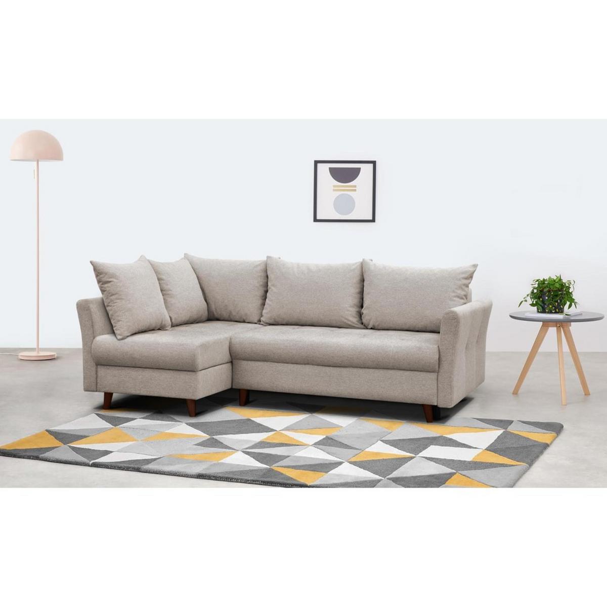 ECKSCHLAFSOFA Neron mit 2 Bettkasten und Beine in Wengefarbe, Beige, links - Wengefarben/Beige, Textil (233/148cm) - Beautysofa