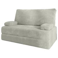 BETTSOFA LADIA aus Schaumstoff Kordstoff Hellgrau Schlaffunktion - Hellgrau, Textil (140/86/60cm) - MASSENO