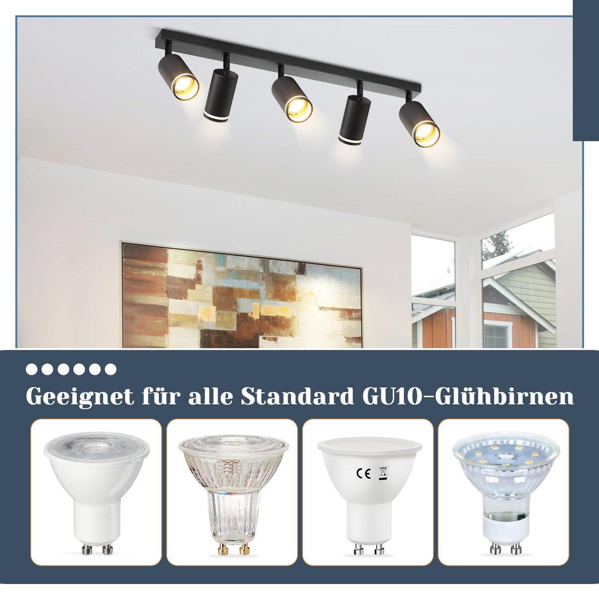 DECKENSTRAHLER Tölz 5-flammig 73/5/17 cm - Schwarz, Metall (73/5/17cm) - Nettlife