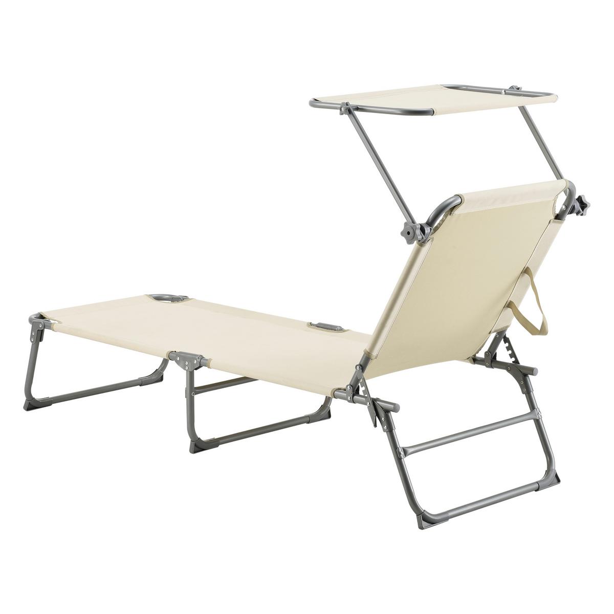 SONNENLIEGE Getaria - Beige, Textil/Metall (189/28/57cm) - [en.casa]