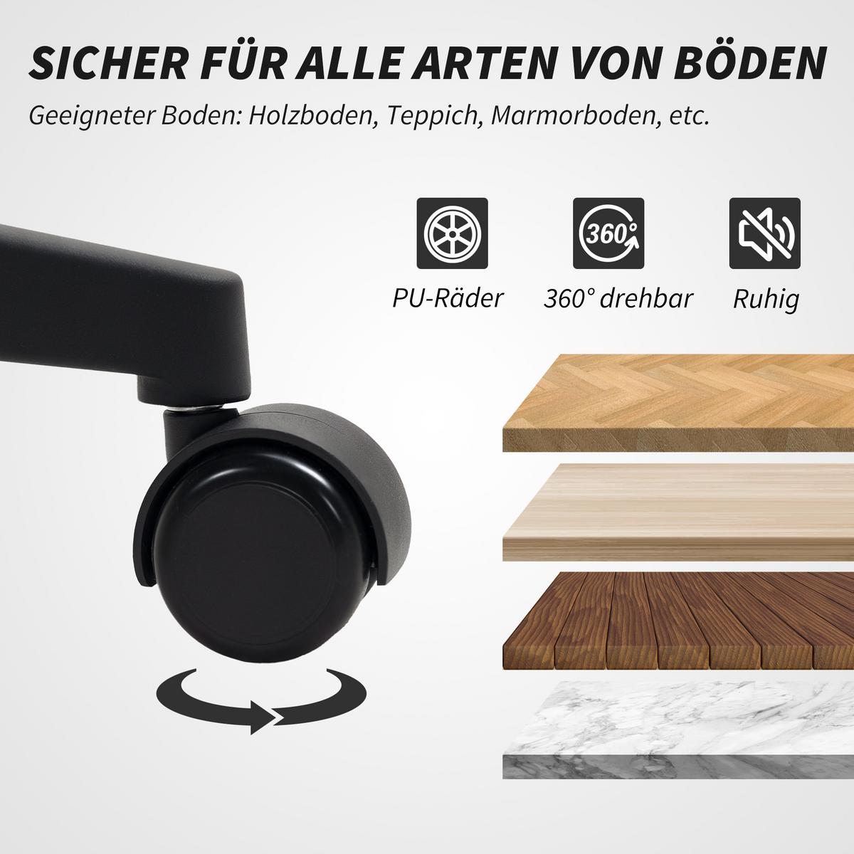BÜROSTUHL Polyester Schaumstoff Dunkelgrau - Dunkelgrau, Kunststoff (60.5/117/69cm) - HOMCOM